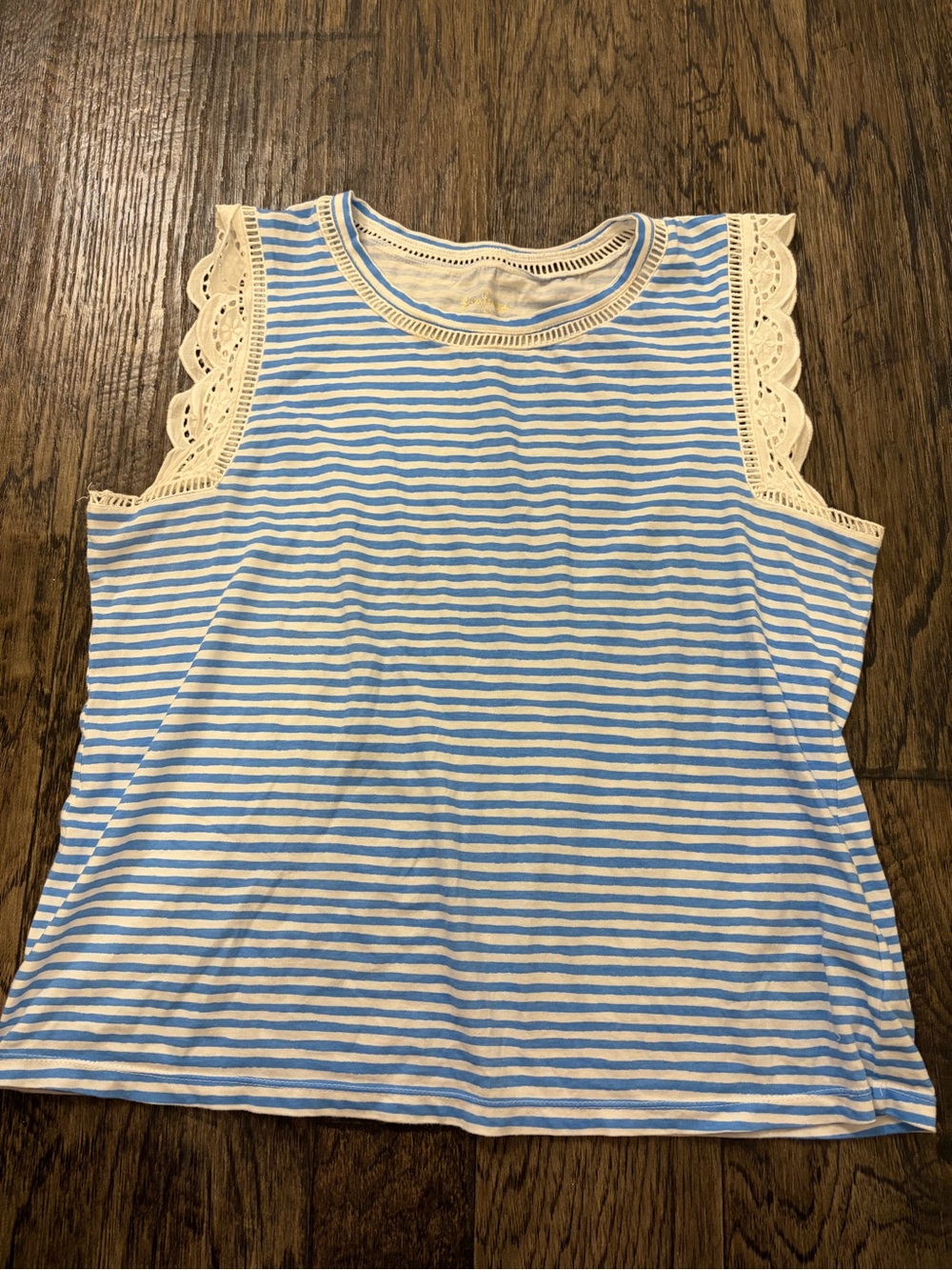 Lilly Pulitzer Blue & White Striped Lace-Trim Tank